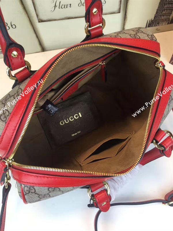 Gucci small boston red gray bag 6613