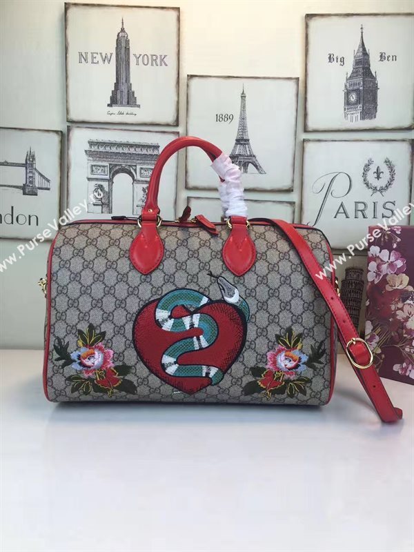 Gucci medium boston gray red with bag 6614