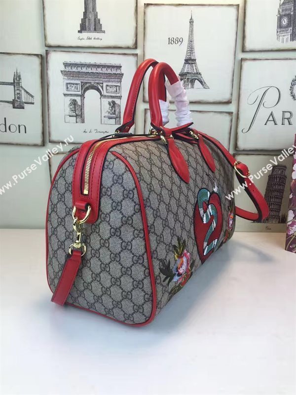 Gucci medium boston gray red with bag 6614