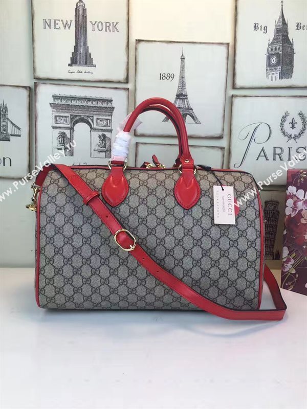 Gucci medium boston gray red with bag 6614