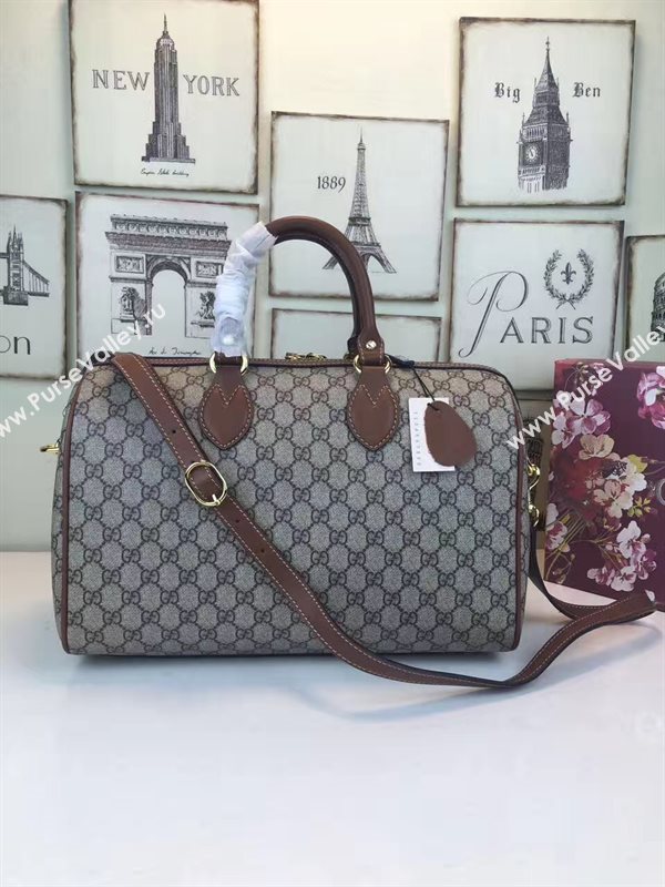 Gucci medium boston gray tan with bag 6615