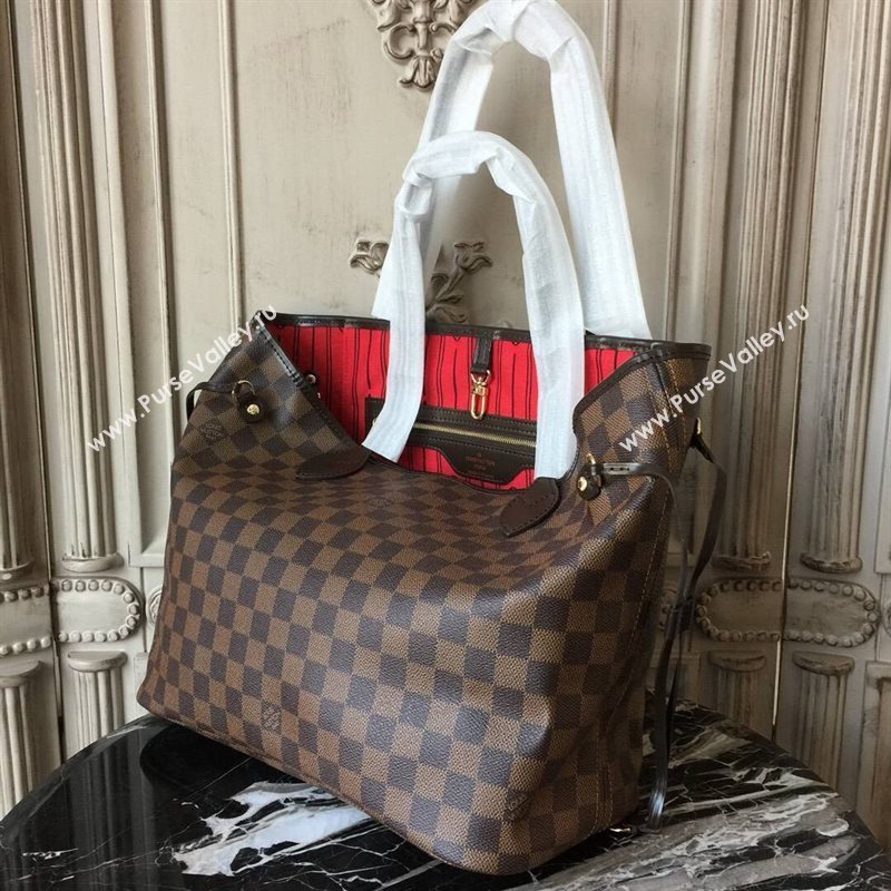 LV Louis Vuitton Monogram Neverfull 32 MM Handbag N51105 Damier Bag Coffee 6626