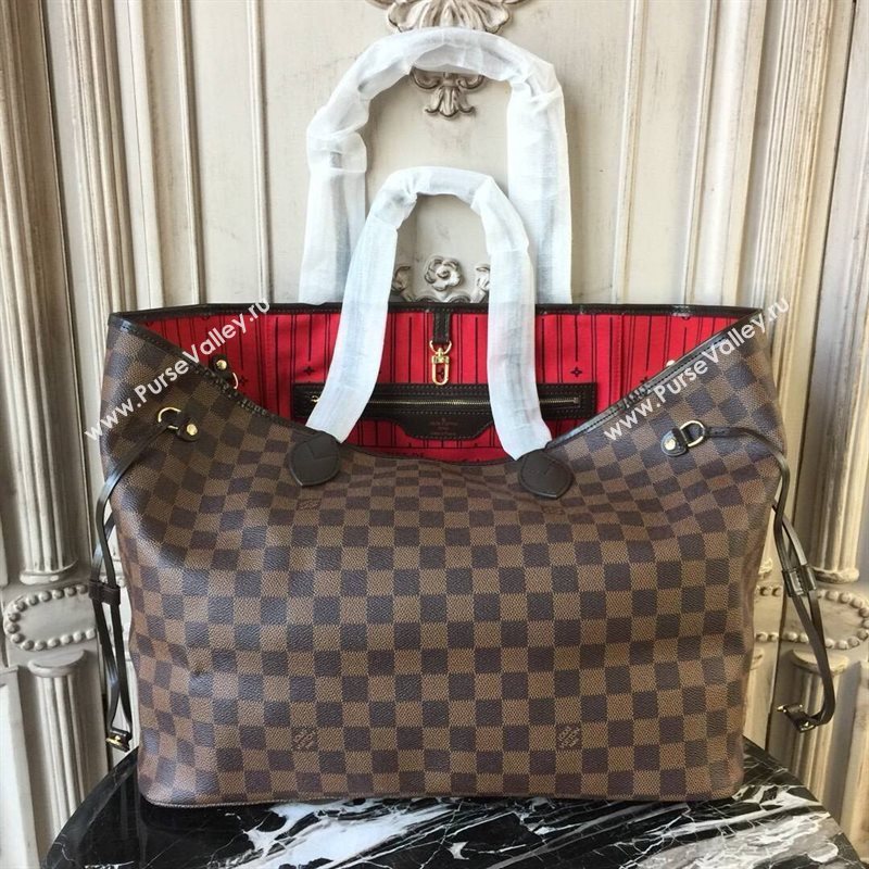 LV Louis Vuitton Monogram Neverfull 40 GM Handbag N51105 Damier Bag Coffee 6627