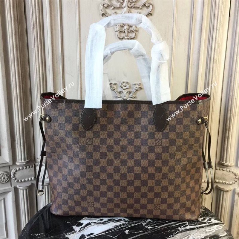 LV Louis Vuitton Monogram Neverfull 40 GM Handbag N51105 Damier Bag Coffee 6627