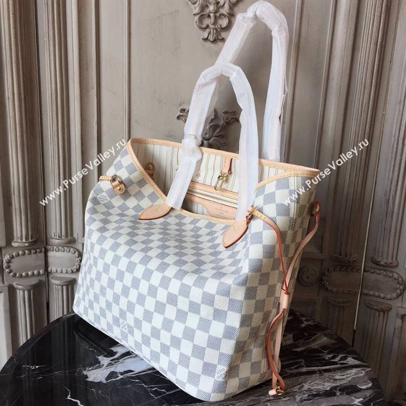 LV Louis Vuitton Monogram Neverfull 32 MM Handbag N41361 Damier Bag White 6628