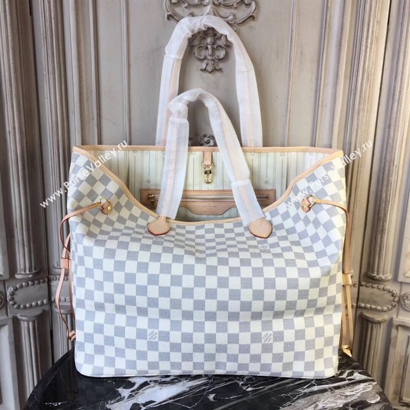 LV Louis Vuitton Monogram Neverfull 40 GM Handbag N41360 Damier Bag White 6629