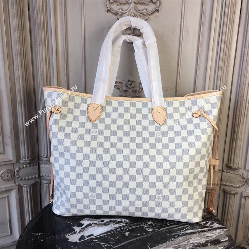 LV Louis Vuitton Monogram Neverfull 40 GM Handbag N41360 Damier Bag White 6629