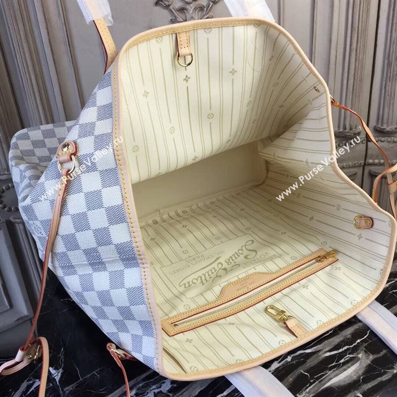 LV Louis Vuitton Monogram Neverfull 40 GM Handbag N41360 Damier Bag White 6629