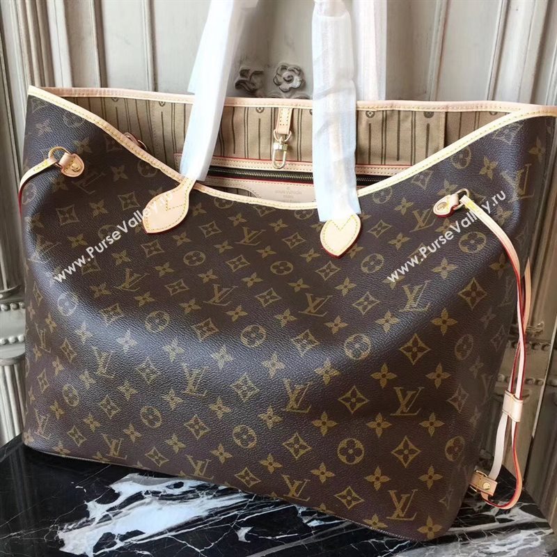 LV Louis Vuitton Monogram Neverfull 40 GM Handbag M40990 Tote Bag Brown 6632