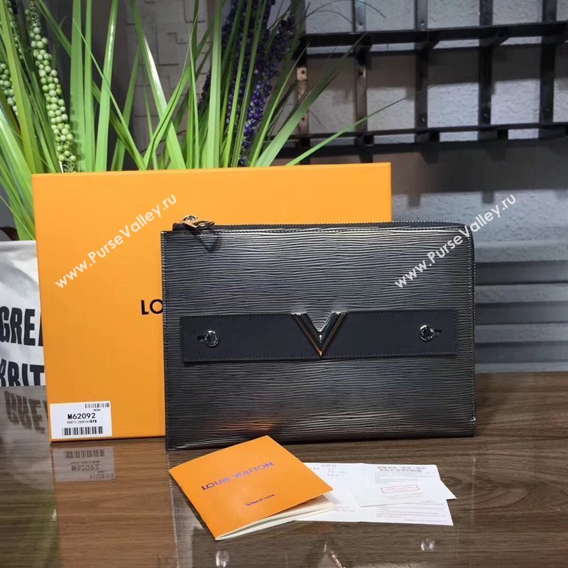 LV Louis Vuitton M62092 Twist Pochette Essential V Clutch Handbag Epi Leather Bag Gray 6635