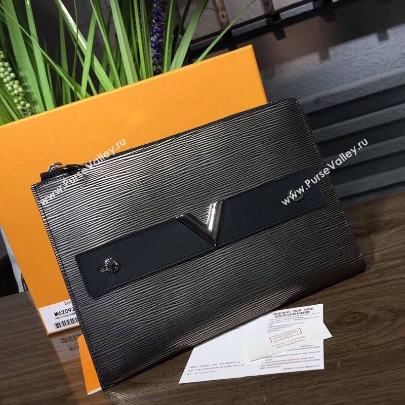 LV Louis Vuitton M62092 Twist Pochette Essential V Clutch Handbag Epi Leather Bag Gray 6635