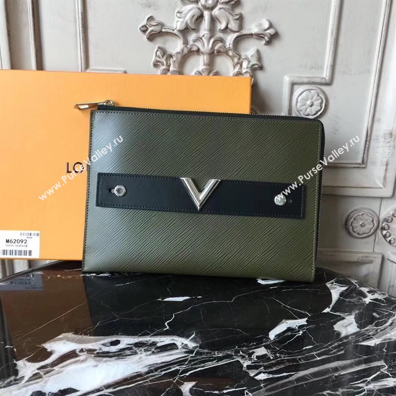 LV Louis Vuitton M62092 Twist Pochette Essential V Clutch Handbag Epi Leather Bag Green 6636