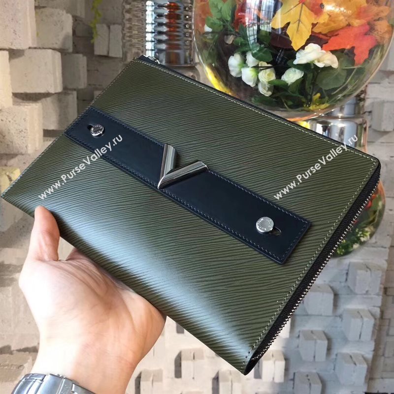 LV Louis Vuitton M62092 Twist Pochette Essential V Clutch Handbag Epi Leather Bag Green 6636