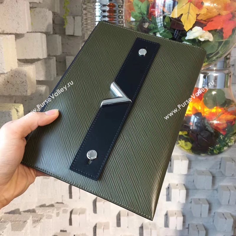 LV Louis Vuitton M62092 Twist Pochette Essential V Clutch Handbag Epi Leather Bag Green 6636