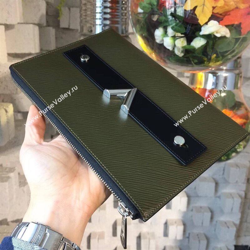 LV Louis Vuitton M62092 Twist Pochette Essential V Clutch Handbag Epi Leather Bag Green 6636