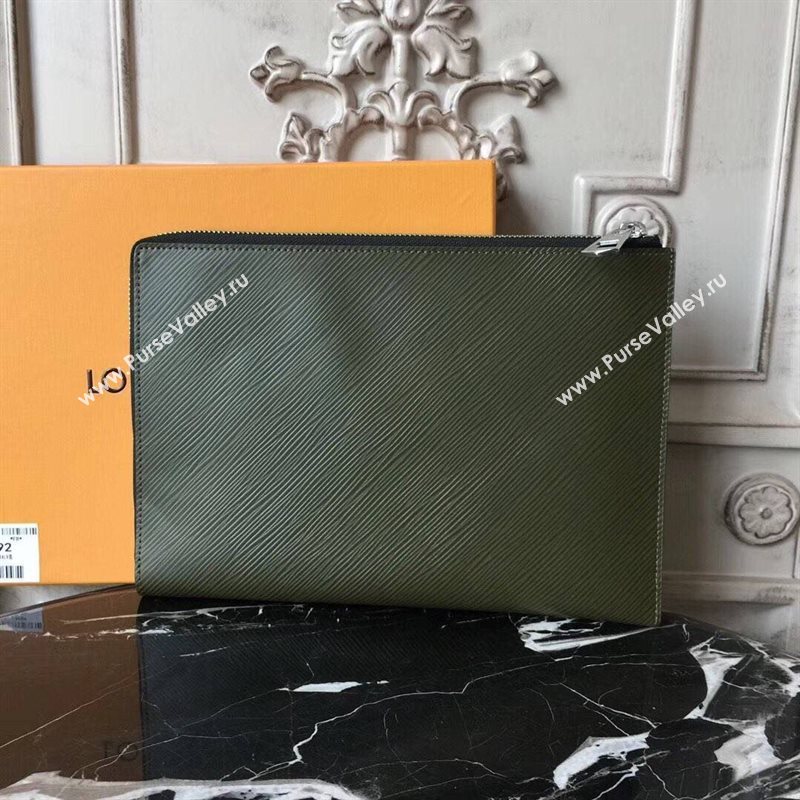 LV Louis Vuitton M62092 Twist Pochette Essential V Clutch Handbag Epi Leather Bag Green 6636