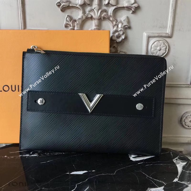 LV Louis Vuitton Twist Pochette Essential V Clutch Handbag M62092 Epi Leather Bag Black 6637