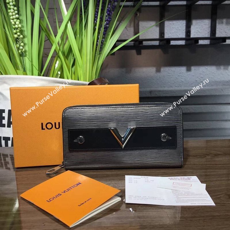 LV Louis Vuitton M62522 Twist Zippy Wallet Epi Leather Essential V Handbag Bag Silver 6638