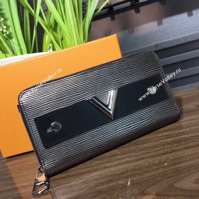 LV Louis Vuitton M62522 Twist Zippy Wallet Epi Leather Essential V Handbag Bag Silver 6638