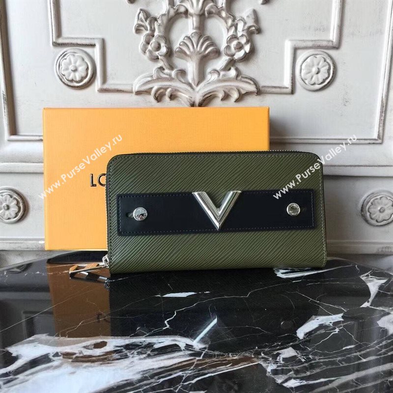 LV Louis Vuitton M62522 Twist Zippy Wallet Epi Leather Essential V Handbag Bag Green 6639