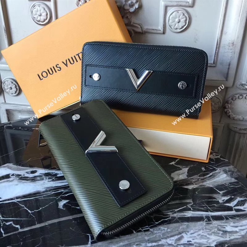 LV Louis Vuitton M62522 Twist Zippy Wallet Epi Leather Essential V Handbag Bag Green 6639