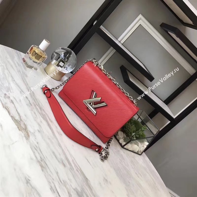 M50523 LV Louis Vuitton Twist MM Chain Bag Epi Leather Handbag Red 6742