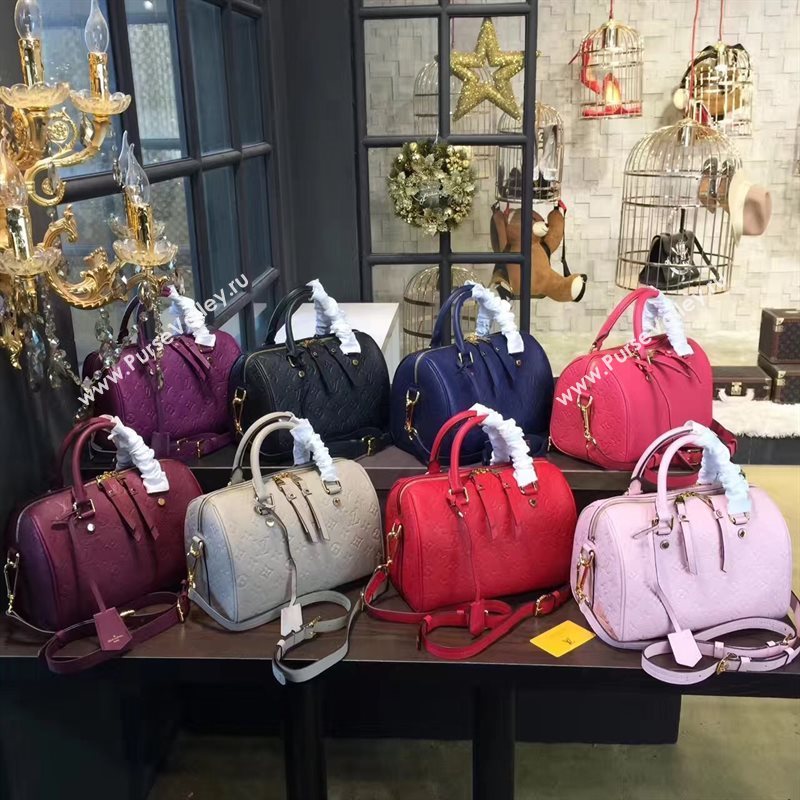 M40792 LV Louis Vuitton Speedy 30 25 Bag Monogram Real Leather Handbag Rose 6744