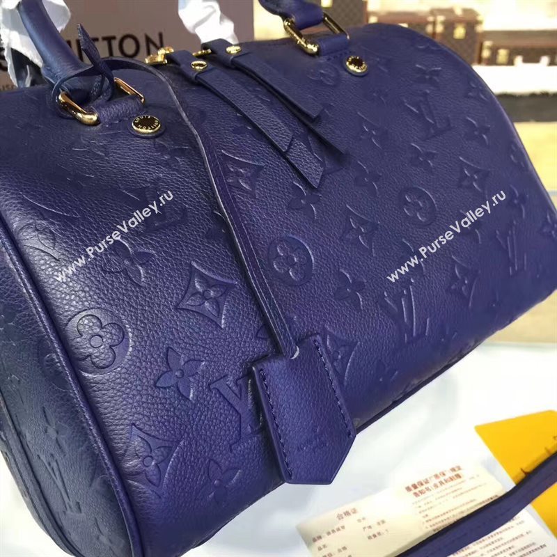 M40792 LV Louis Vuitton Speedy 30 25 Bag Monogram Real Leather Handbag Navy 6745