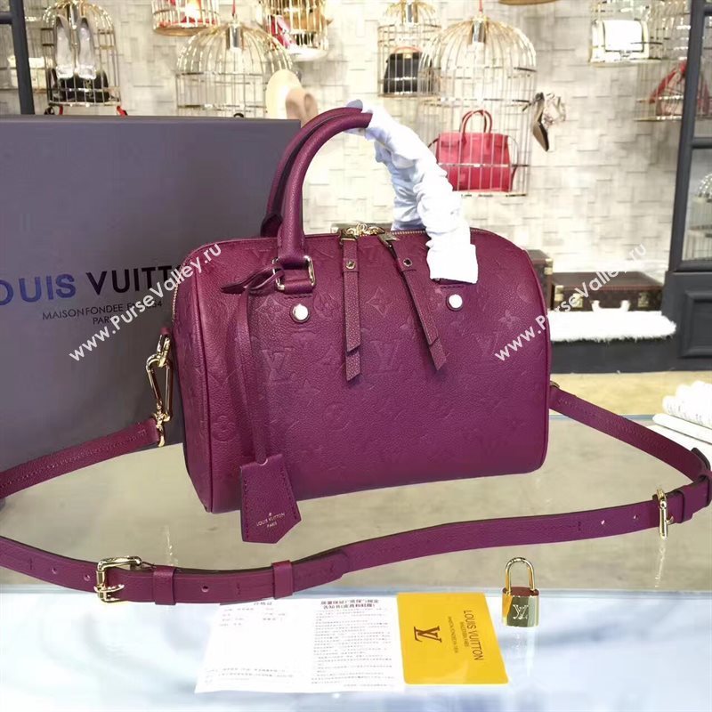 M40792 LV Louis Vuitton Speedy 30 25 Bag Monogram Real Leather Handbag Maroon 6746