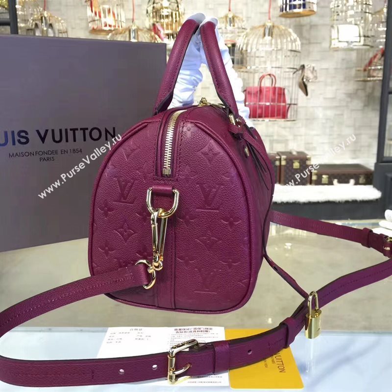 M40792 LV Louis Vuitton Speedy 30 25 Bag Monogram Real Leather Handbag Maroon 6746