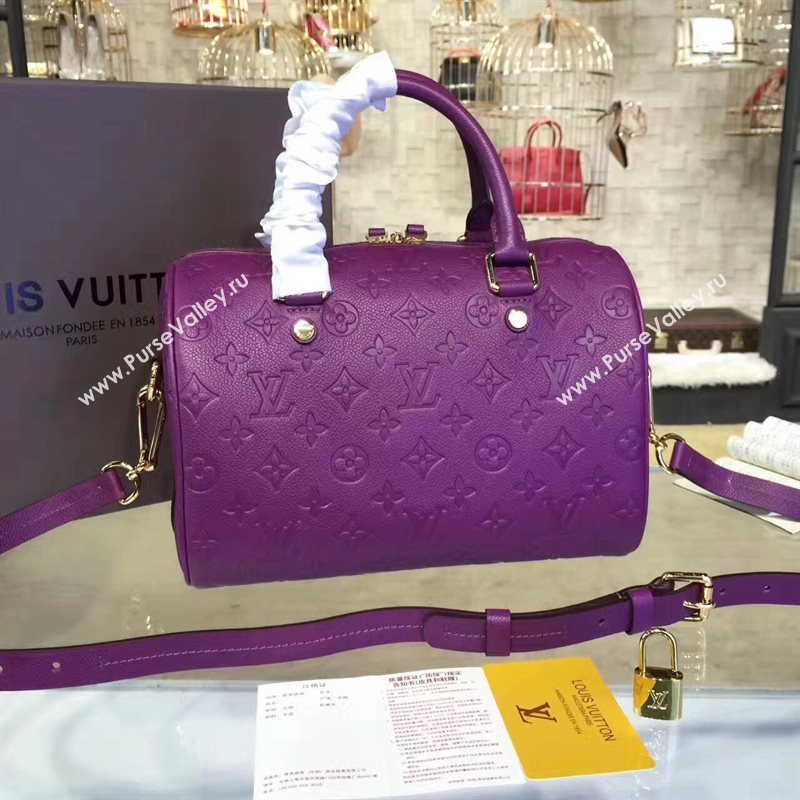 M40792 LV Louis Vuitton Speedy 30 25 Bag Monogram Real Leather Handbag Purple 6748