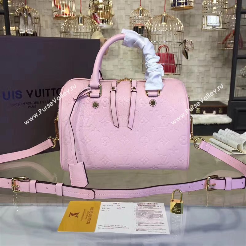 M40792 LV Louis Vuitton Speedy 30 25 Bag Monogram Real Leather Handbag Pink 6749