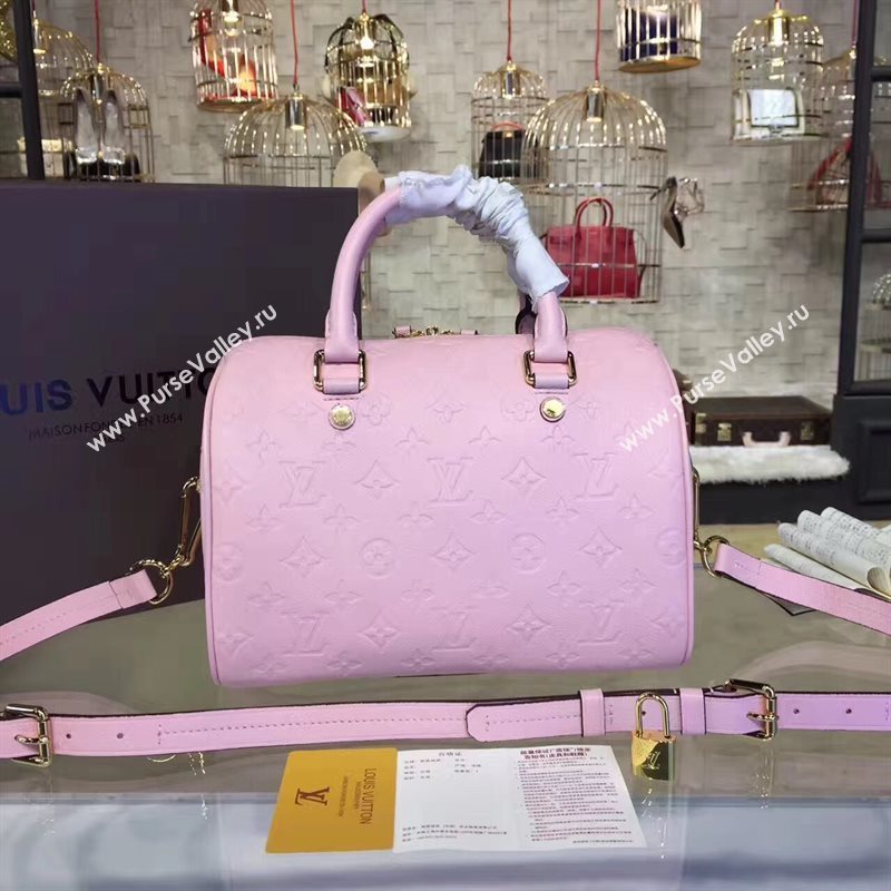 M40792 LV Louis Vuitton Speedy 30 25 Bag Monogram Real Leather Handbag Pink 6749