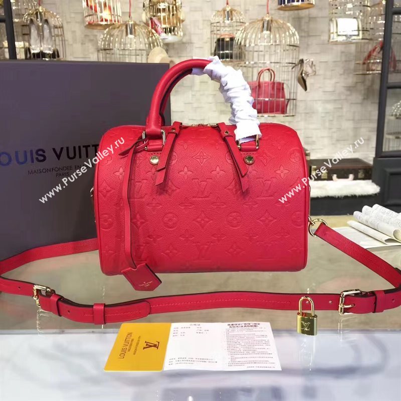 M40792 LV Louis Vuitton Speedy 30 25 Bag Monogram Real Leather Handbag Red 6750