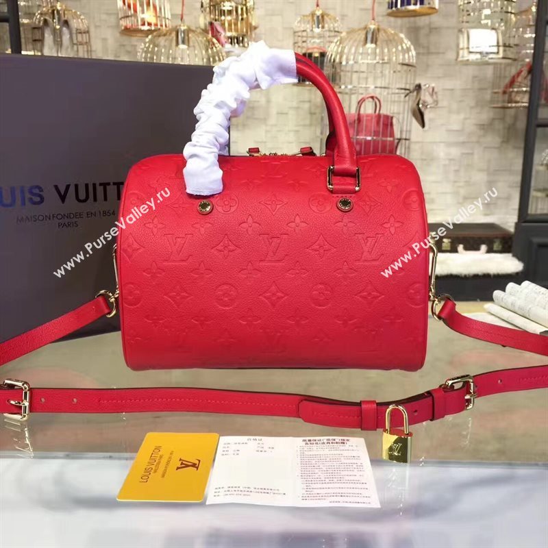 M40792 LV Louis Vuitton Speedy 30 25 Bag Monogram Real Leather Handbag Red 6750