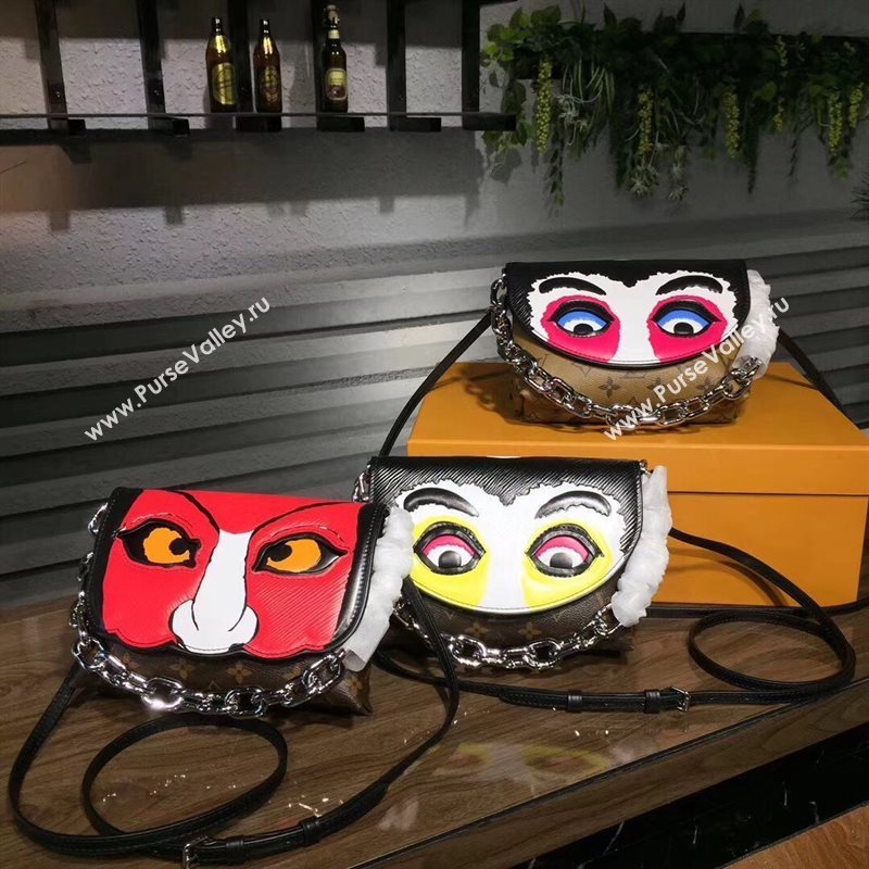 M43527 LV Louis Vuitton Pochette Kabuki Chain Handbag Monogram Epi Leather Bag Red 6752