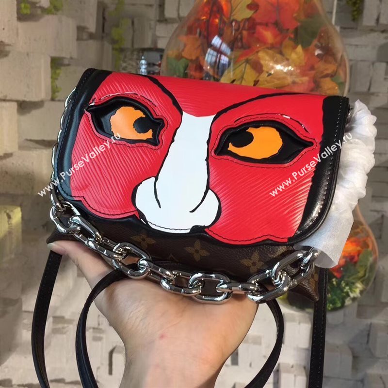 M43527 LV Louis Vuitton Pochette Kabuki Chain Handbag Monogram Epi Leather Bag Red 6752