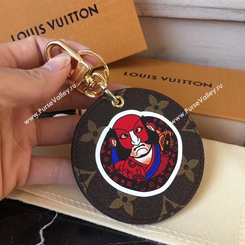 LV Louis Vuitton Monogram illustre Kabuki Bag Charm and Key Holder Brown MP1949 6763