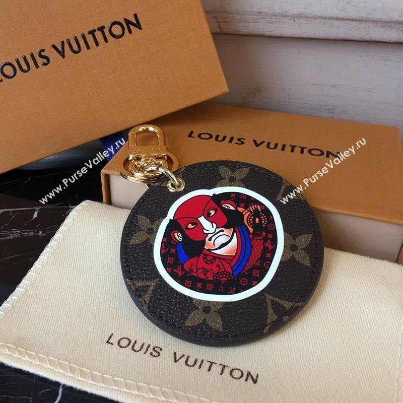 LV Louis Vuitton Monogram illustre Kabuki Bag Charm and Key Holder Brown MP1949 6763