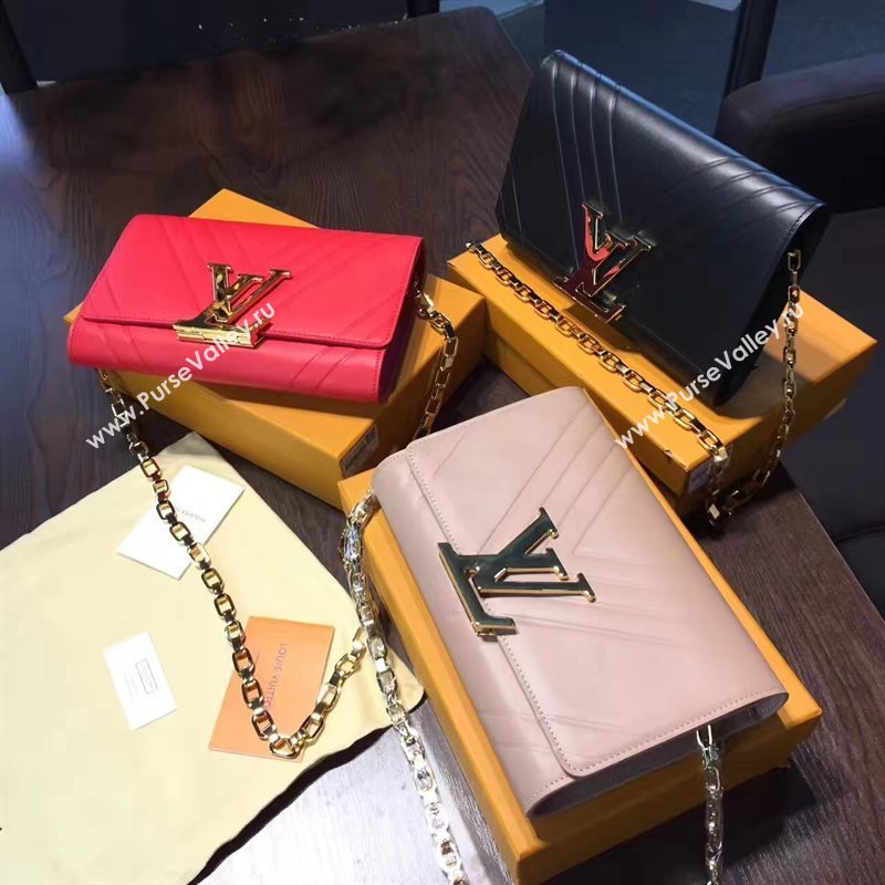 M54230 LV Louis Vuitton Chain Louise Handbag Real Leather Shoulder Bag Wine 6780