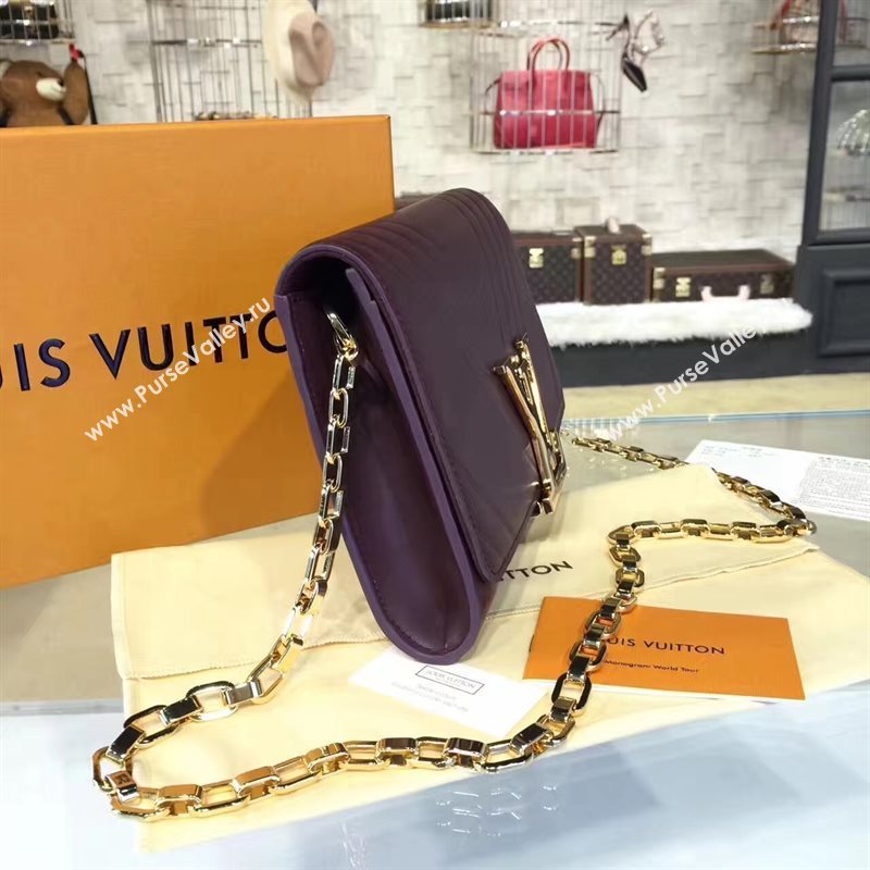 M54230 LV Louis Vuitton Chain Louise Handbag Real Leather Shoulder Bag Wine 6780