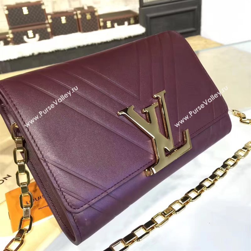M54230 LV Louis Vuitton Chain Louise Handbag Real Leather Shoulder Bag Wine 6780