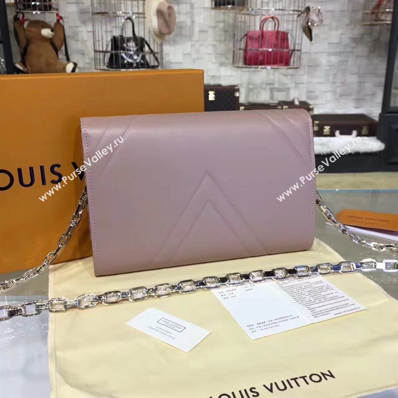 M54230 LV Louis Vuitton Chain Louise Handbag Real Leather Shoulder Bag Nude 6781