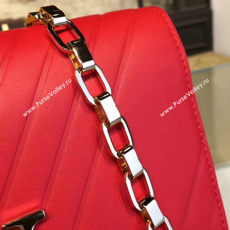 LV Louis Vuitton Chain Louise Handbag Real Leather Shoulder Bag Red M54113 6782