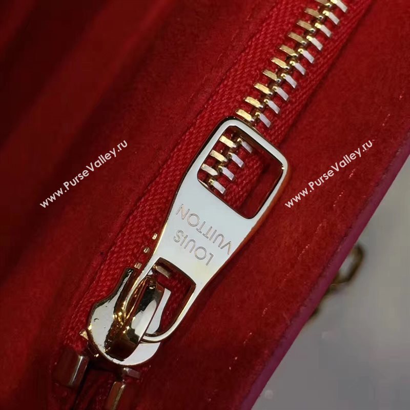 LV Louis Vuitton Chain Louise Handbag Real Leather Shoulder Bag Red M54113 6782