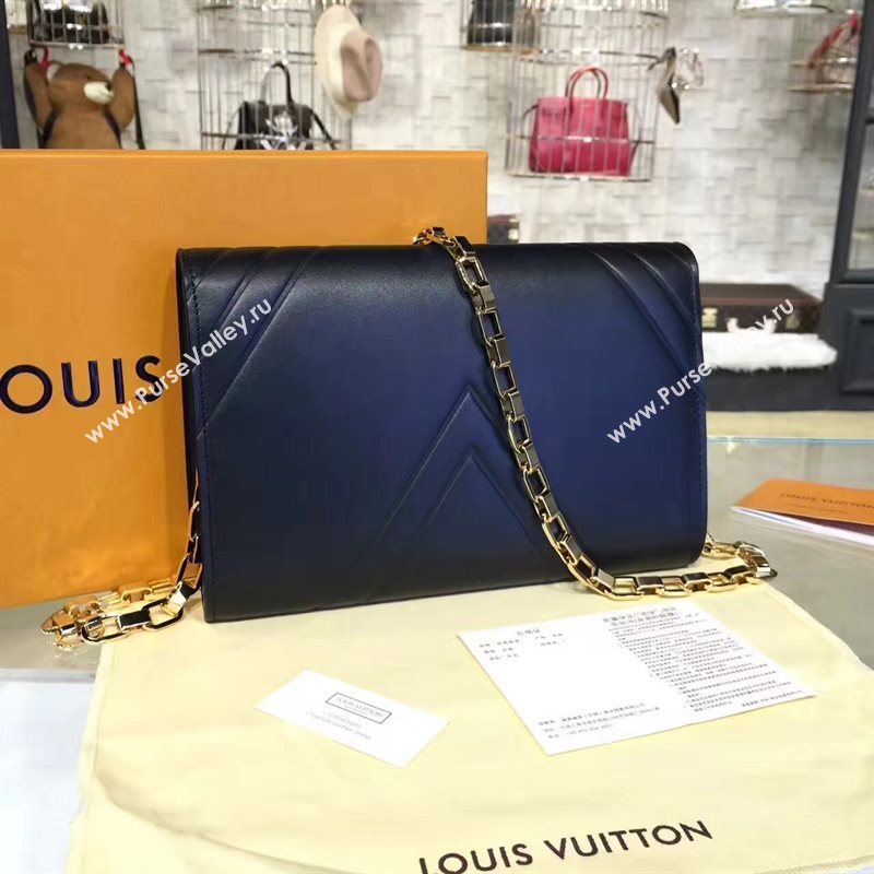LV Louis Vuitton Chain Louise Handbag Real Leather Shoulder Bag Black M54230 6783