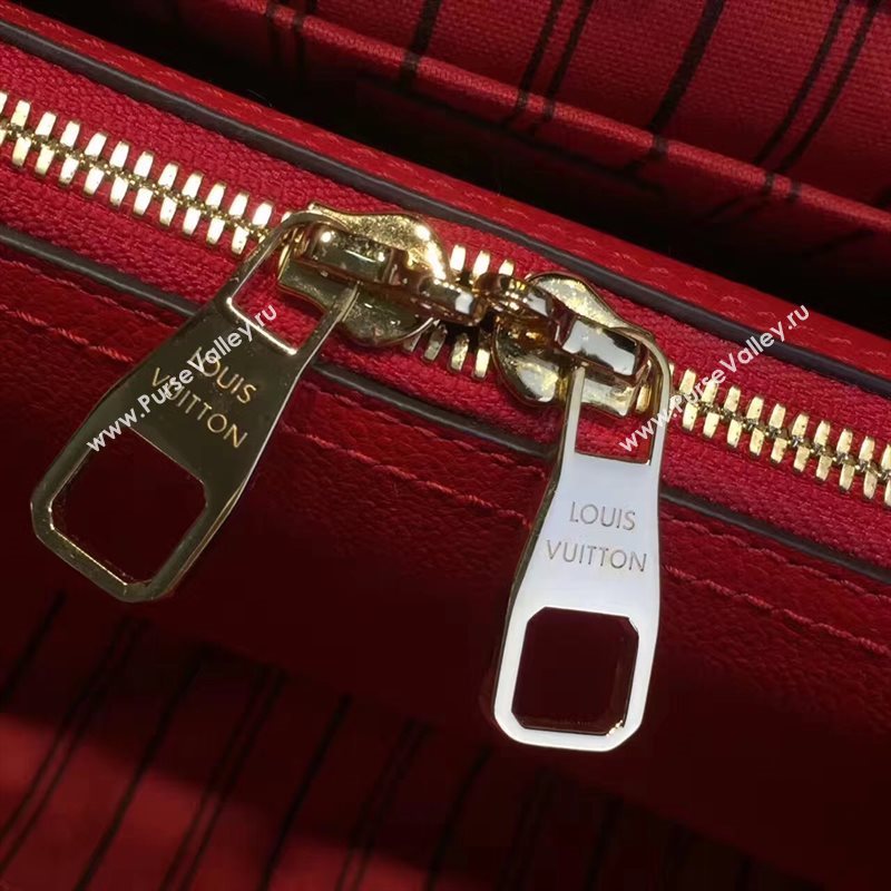 LV Louis Vuitton Montaigne Handbag Monogram Real Leather Tote Bag Red M41194 6784