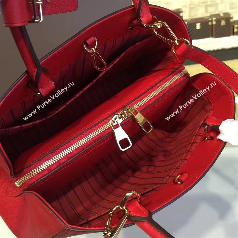 LV Louis Vuitton Montaigne Handbag Monogram Real Leather Tote Bag Red M41194 6784