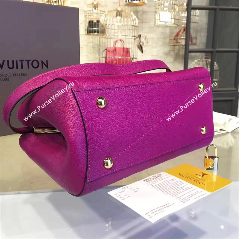 LV Louis Vuitton Montaigne Handbag Monogram Real Leather Tote Bag Purple M41048 6785