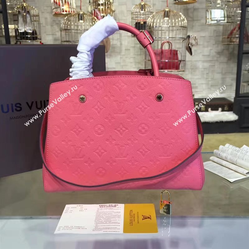 LV Louis Vuitton Montaigne Handbag Monogram Real Leather Tote Bag Pink M41048 6786